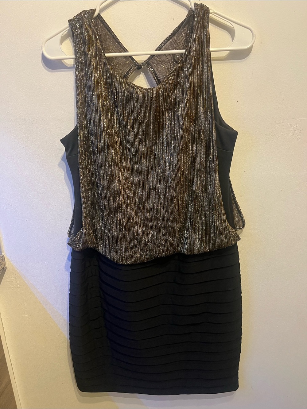 Scarlett Metallic Gold-Black Sleeveless Mini Dress